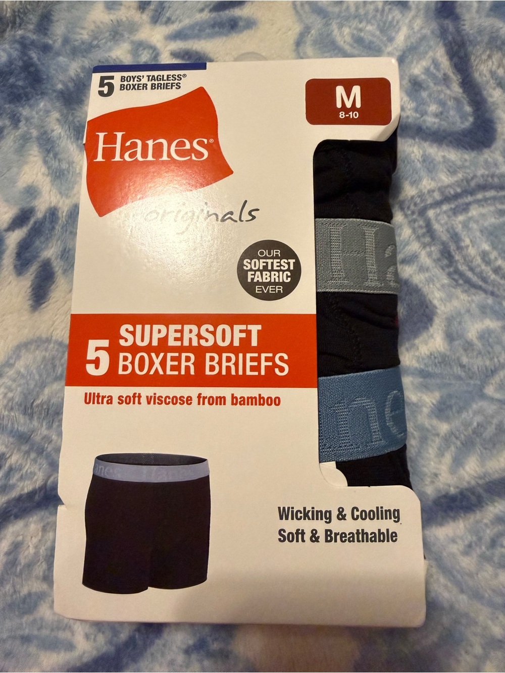 Hanes Supersoft Boys Boxer Briefs - (5 Pack) NEW Size Medium 8-10